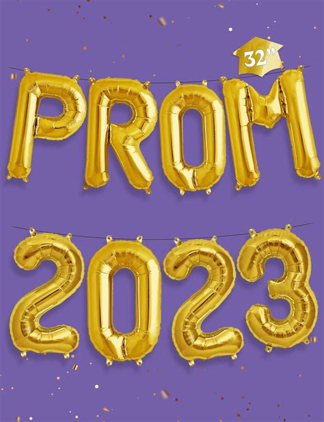 HOUSE OF PARTY Large Prom 2023 Balloons Gold 32 Inch 2023 Graduation