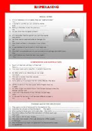 Rephrasing Exercises Esl Worksheet By Cristinasuma