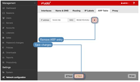 Arp Table Configuration — Wheel Fudo Pam 34 System Documentation