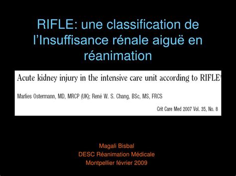 Ppt Rifle Une Classification De Linsuffisance R Nale Aigu En