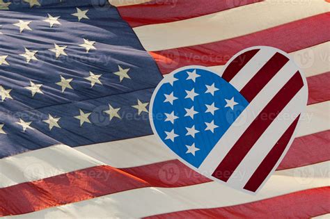 Heart Shape Usa Flag Isolated On Stars And Stripes Stock Photo