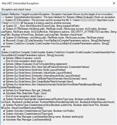 Nicht Behandelter Ausnahmefehler In Max Net F R Ephere Utilities