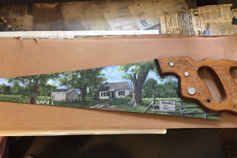 custom hand painted saws painted  bladescross cuts man etsy