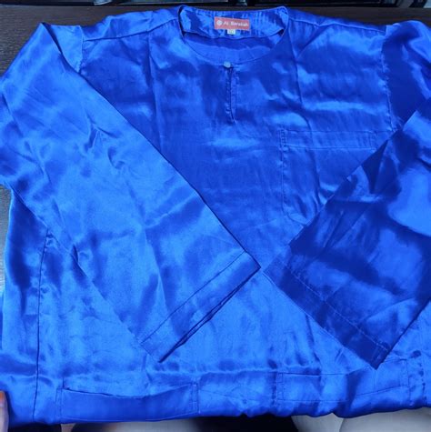 Baju Kurung Melayu Lelaki Royal Blue Satin Mens Fashion Tops