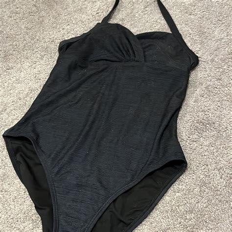 Beach Bay One Piece Black Bathing Suit Gem