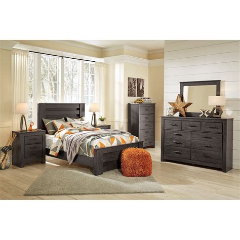 Signature Design By Ashley Brinxton B249b5 Full Panel Bed In Charcoal Finish Value City