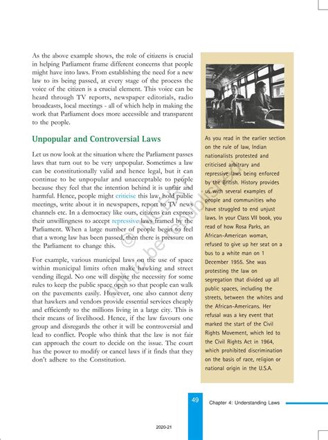 Understanding Laws NCERT Book Of Class 8 Social And Political Life III