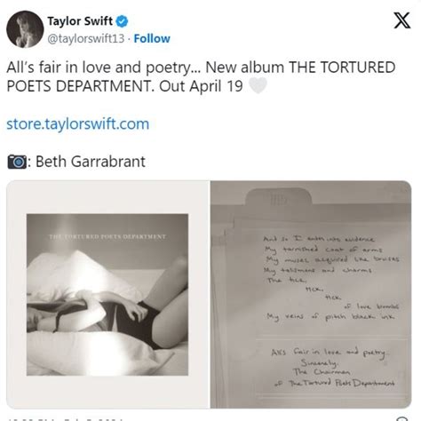 Taylor Swift Clue On New Album The Tortured Poets Department Reveal