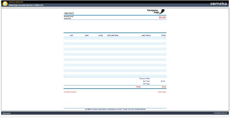 Printable Blank Invoice Template [free Template]