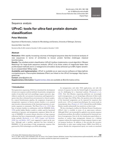 (PDF) UProC: Tools for ultra-fast protein domain classification