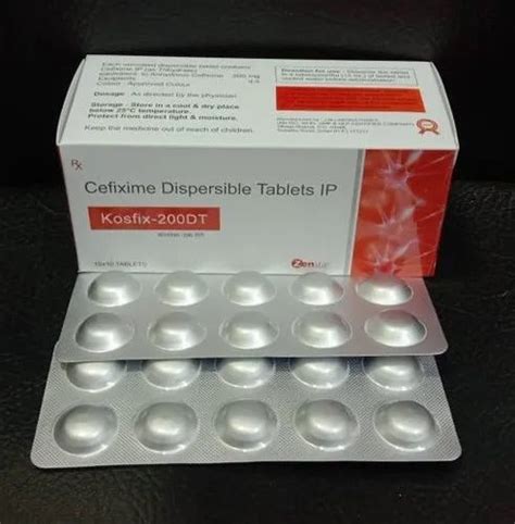 Kosfix 200DT Cefixime Dispersible Tablets IP Prescription At 970 Box