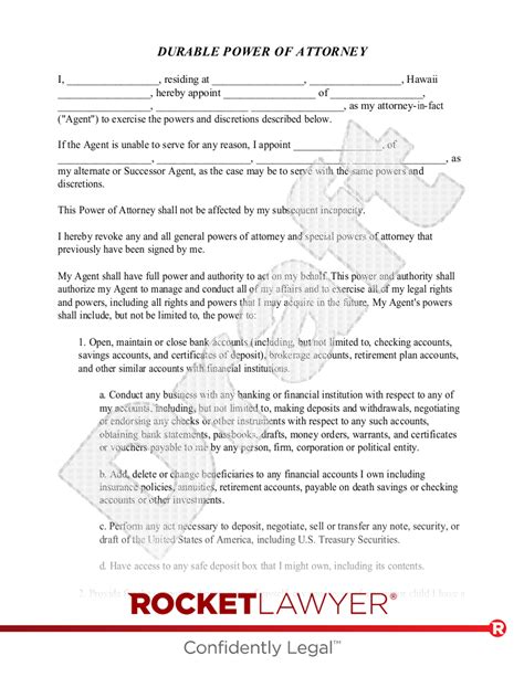 Free Hawaii Power Of Attorney Template Rocket Lawyer