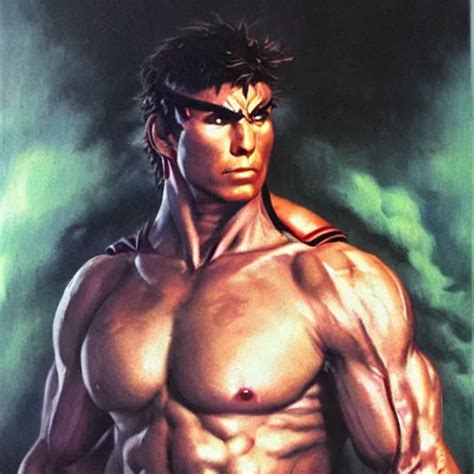 Dax Shepard As Ryu From Street Fighter Painting By Stable Diffusion