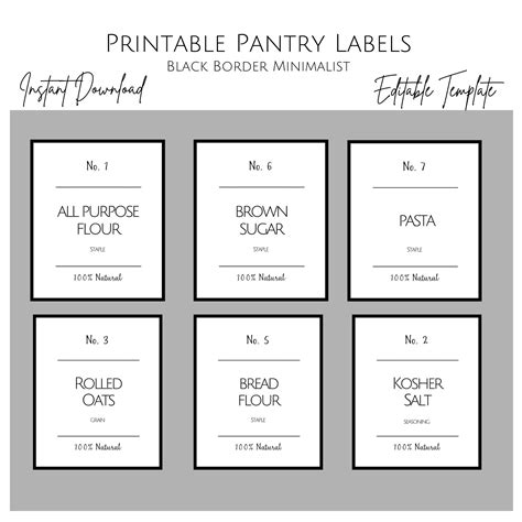 Printable Minimalist Pantry Label Template Modern Pantry Labels