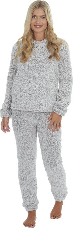 Forever Dreaming Borg Fleece Twosie Pyjama Lounge Set Grey