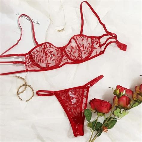 Sexy G String Fleurs Broderie Bralette Dentelle Soutien Gorge Bustier Lingerie String N63384