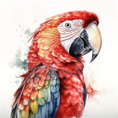 Scarlet Macaw Bird Watercolor Art