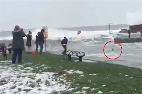 Dramatic Clip Shows Swimmer Rescued From Giant Waves After Taking A Dip