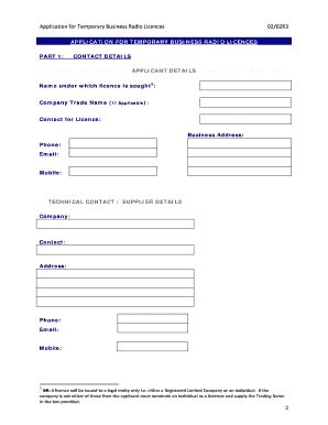 Fillable Online Comreg TBR Application Form 0202R3 Temporary Business