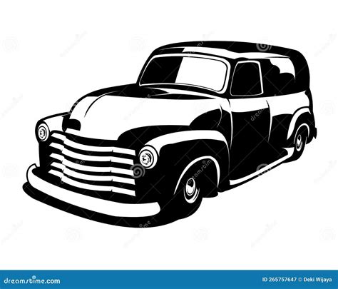 Classic Panel Truck Silhouette View From The Side Isolated On White Background Stock Vector