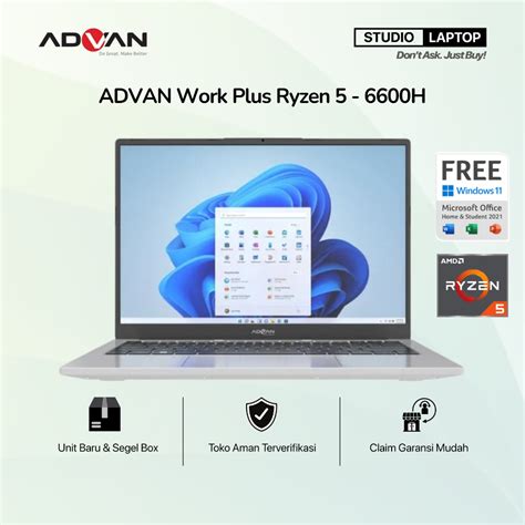 Jual Laptop Advan Work Plus Ryzen H Ram Gb Gb Ssd