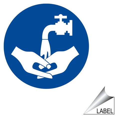 Wash Hands Wash Hands Symbol Label Sticker Reflective Blue