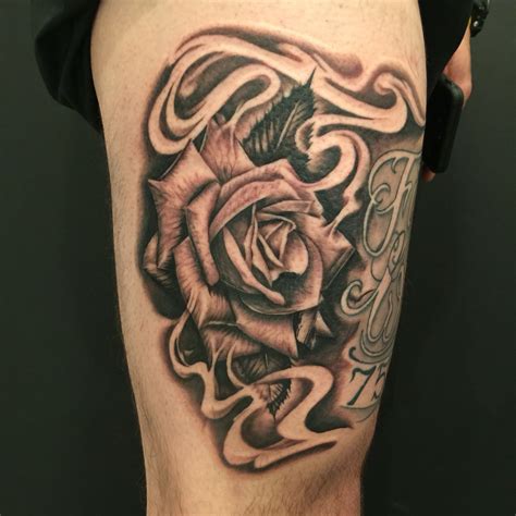 Rose With Smoke Tattoo