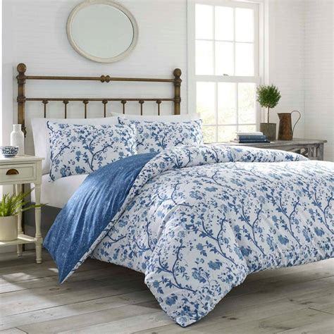 Laura Ashley Elise 7 Piece Navy Blue Floral Cotton Full Queen Comforter Set 221645 The Home Depot