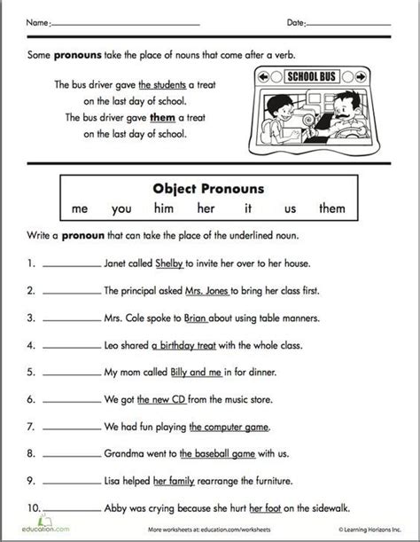 Object Pronouns Worksheets