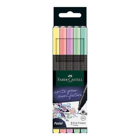 Rotulador grip finepen 5 colores pastel Faber castell Papelería