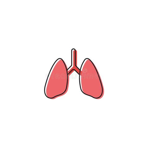 Human Lungs Vector Icon Symbol Isolated On White Background Stock