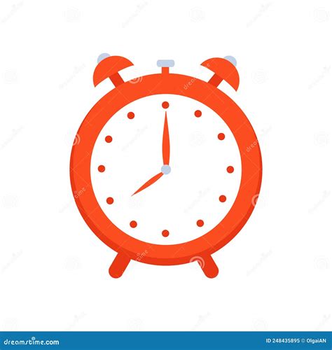 Alarm Clock Wake Up Time Vector Illustration In Flat Style Isolated On