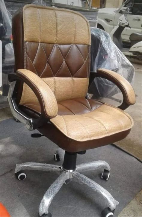 Mid Back Brown Leather Revolving Chair At Rs 2500 In New Delhi ID