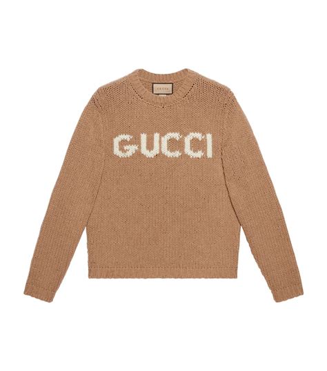 Mens Gucci Brown Wool Gucci Intarsia Sweater Harrods Uk