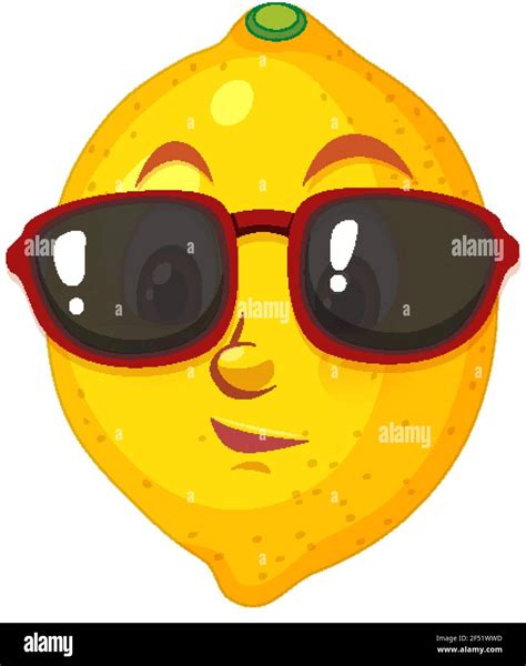 Lemon Cartoon Character Wearing Sunglasses On White Background Illustration Stock Vector Image