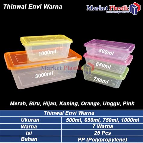 Jual Thinwall Envi Warna Persegi Panjang Kotak Tempat Makan Sayur Pp