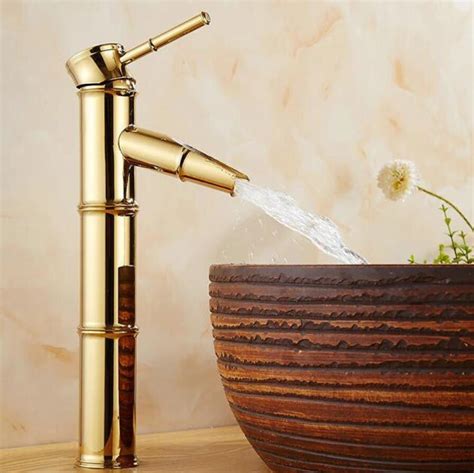 Grifo de lavabo de baño de latón macizo estilo bambú mezclador de