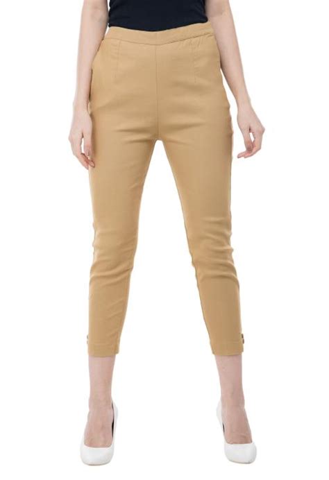 Buy Preego Women Beige Solid Cotton Blend Trouser Online At Best Prices In India Jiomart