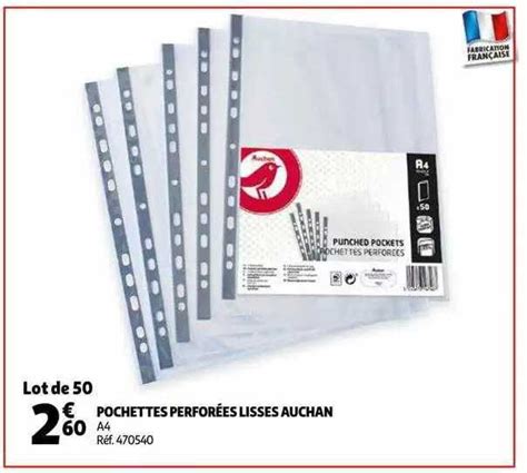 Promo Pochettes Perfor Es Lisses Auchan Chez Auchan Icatalogue Fr