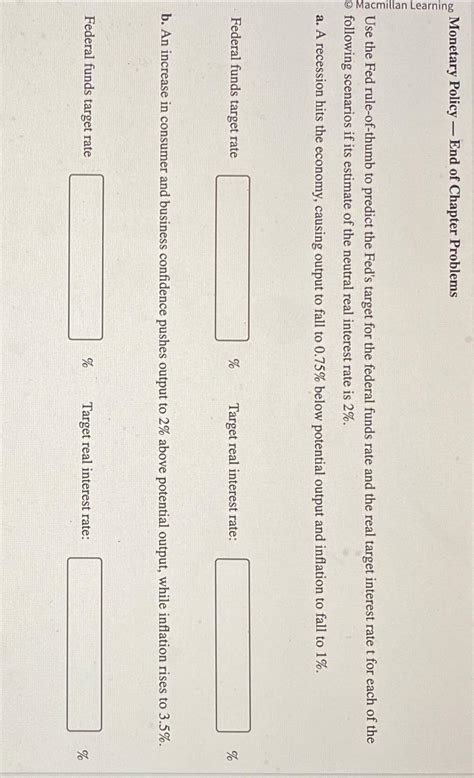 Solved Monetary Policy End Of Chapter ProblemsUse The Fed Chegg