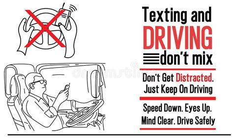 Don T Use Mobile While Driving Quotes Poster Sketch Drawing