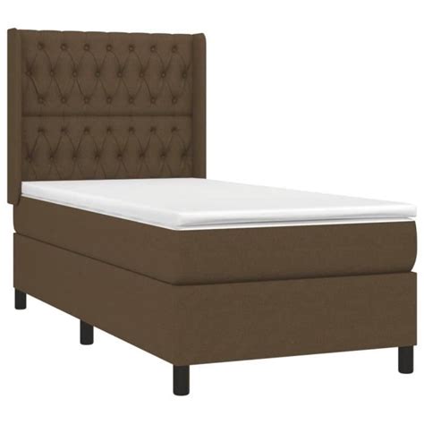 Fafeicy Lit à sommier tapissier avec matelas Marron foncé 90x190 cm