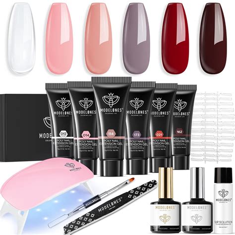 Amazon Modelones Poly Nail Extension Gel Kit 6 Colors Nude Pink Red Poly Nail Gel Kit