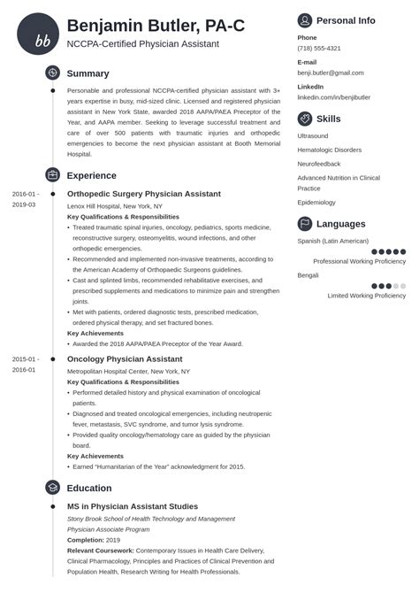 Physician Assistant Resume Examples And Templates For Pa