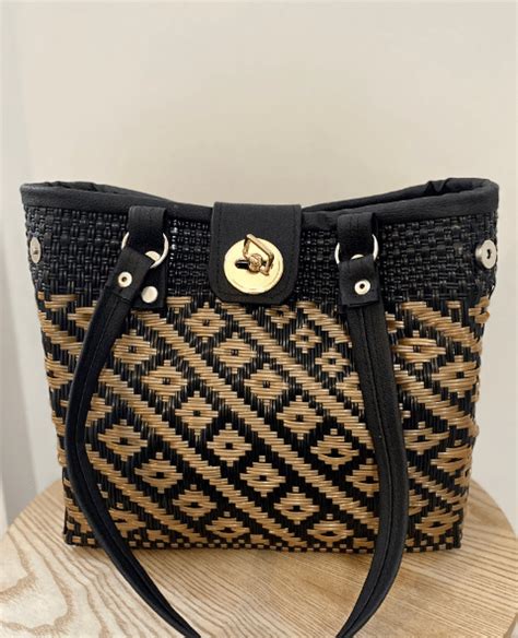 Sac cabas mexicain noir et doré Tienda Elena