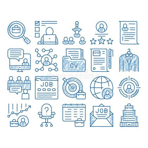 Búsqueda De Empleo Icono Dibujo A Mano Ilustración Ilustración Del