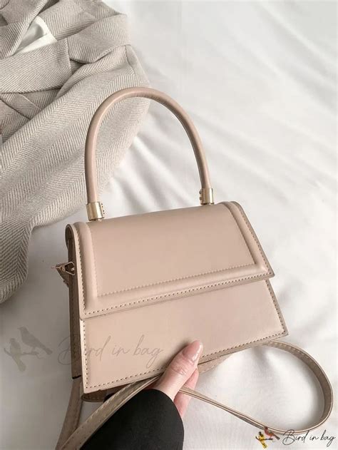 Bird In Bag Solid Color Flap Closure Fashionable Small Square Bag Nude Bags Girly Bags