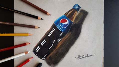 Drawing Pepsi Bottle Can Easy Step By Step Bottle Drawing Realistic