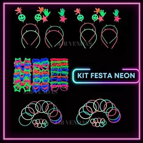 Kit Festa Itens Neon Brilha Luz Negra Adere O Balada Parcelamento