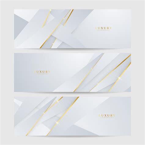 Premium Vector Set Of White And Gold Luxury Line Banner Background